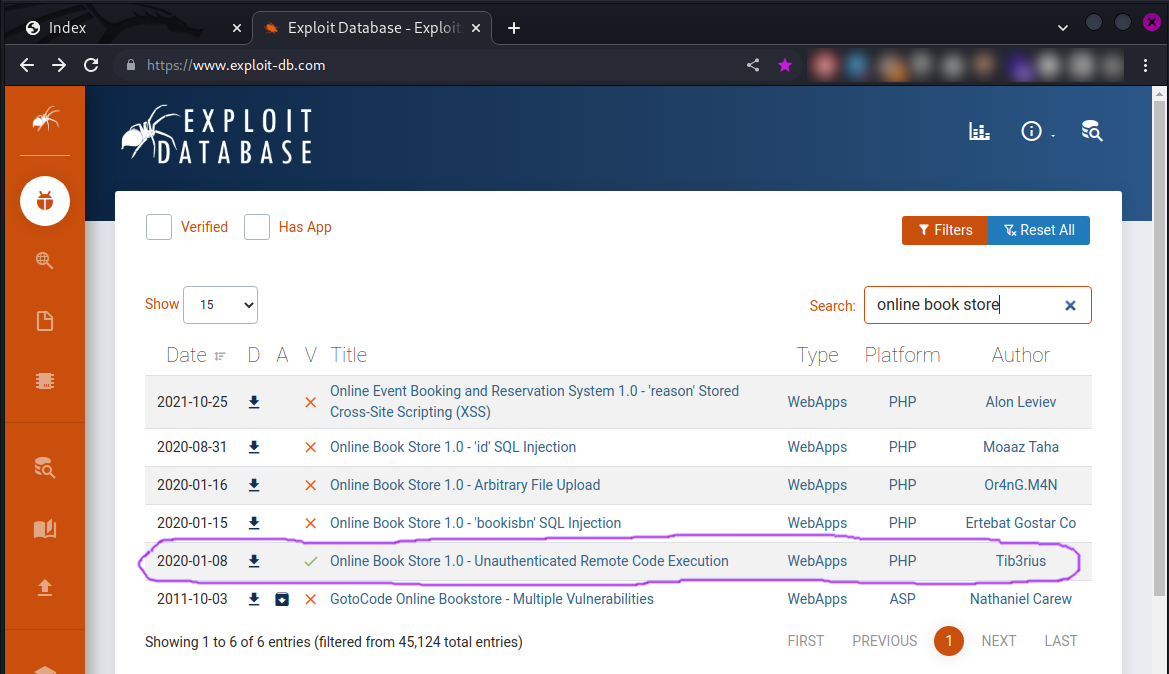 RCE on exploit-db